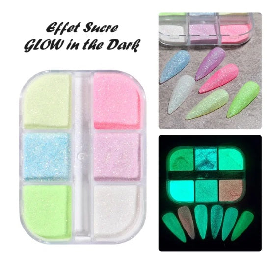 Poudre Effet Sucre Glow in the Dark 6 Couleurs