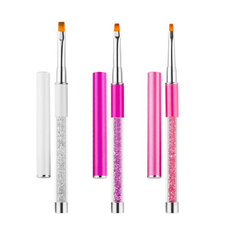 Pinceaux pour Gel avec Crystaux et Couvercle Ens. de 3