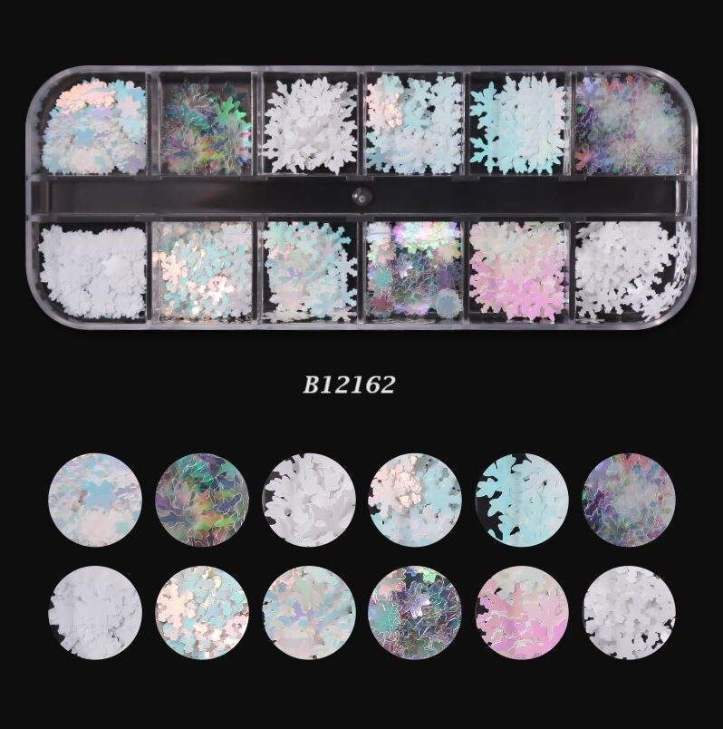Décos Coffret de 12 Flocons Irredescents Métalliques