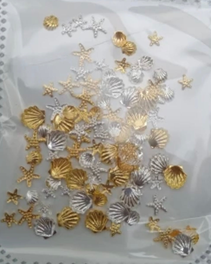 Décos Sachet de Décos Mer Métalliques Mélangés Or et Argent (100)
