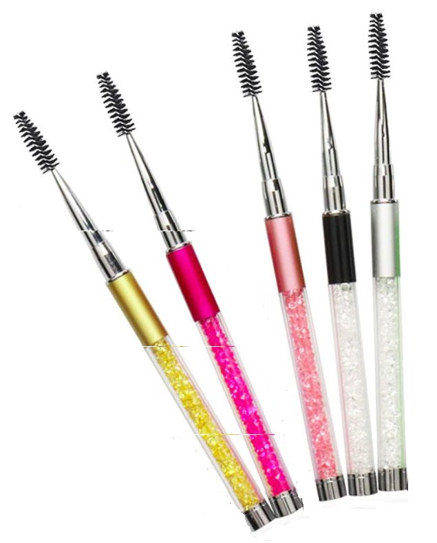 Brosse à Mascara Réutilisable avec Cristaux Fushia et Couvercle