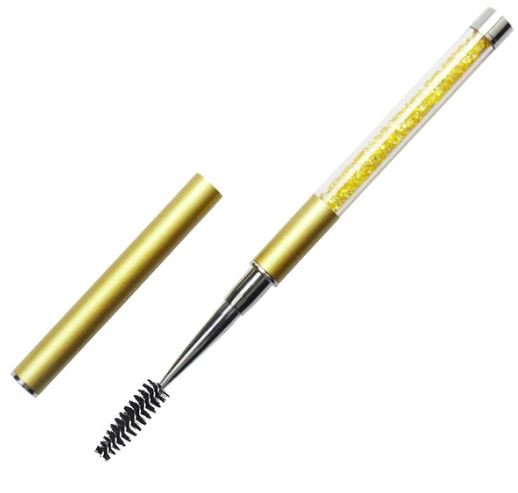 Brosse à Mascara Réutilisable avec Cristaux Or et Couvercle