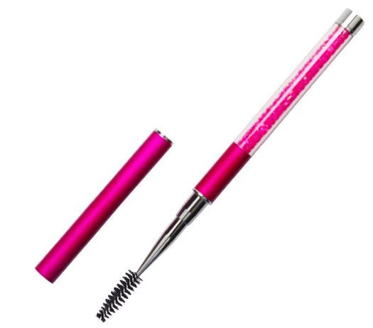 Brosse à Mascara Réutilisable avec Cristaux Fushia et Couvercle