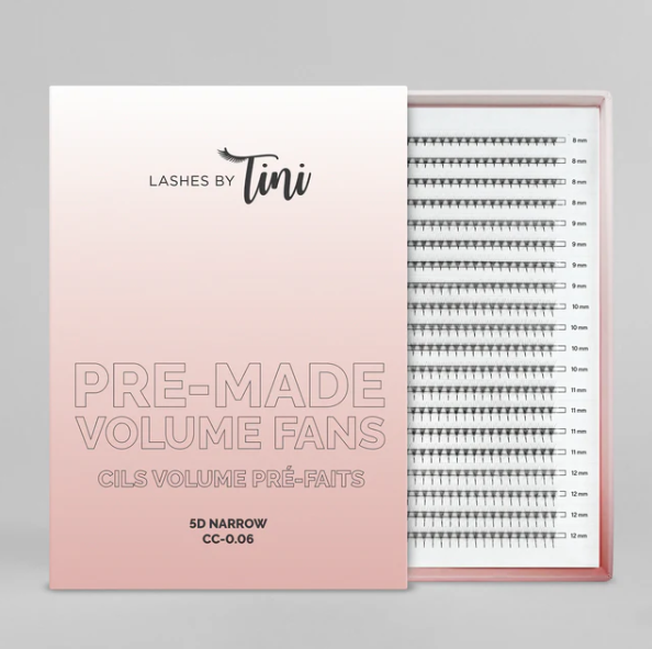 Tini Cils CC 0.06 5D Pre-Made Fan Base Pointue en Boite