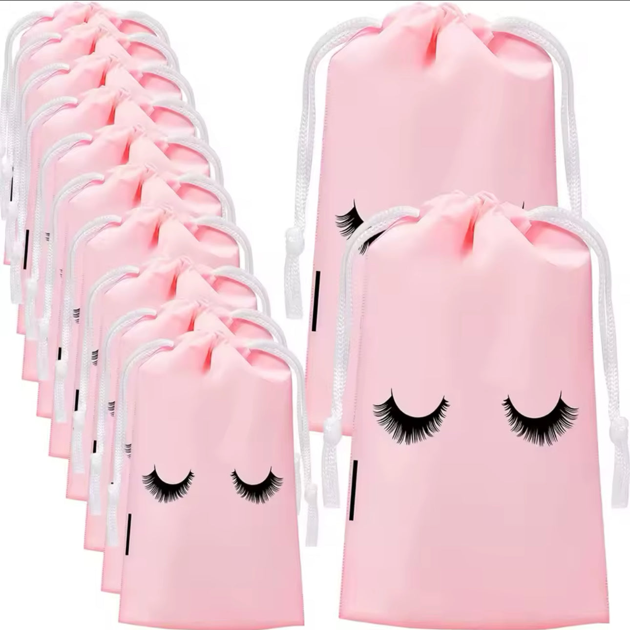 Sac Emballage Cadeau Rose avec Cils Petit (13x17cm)