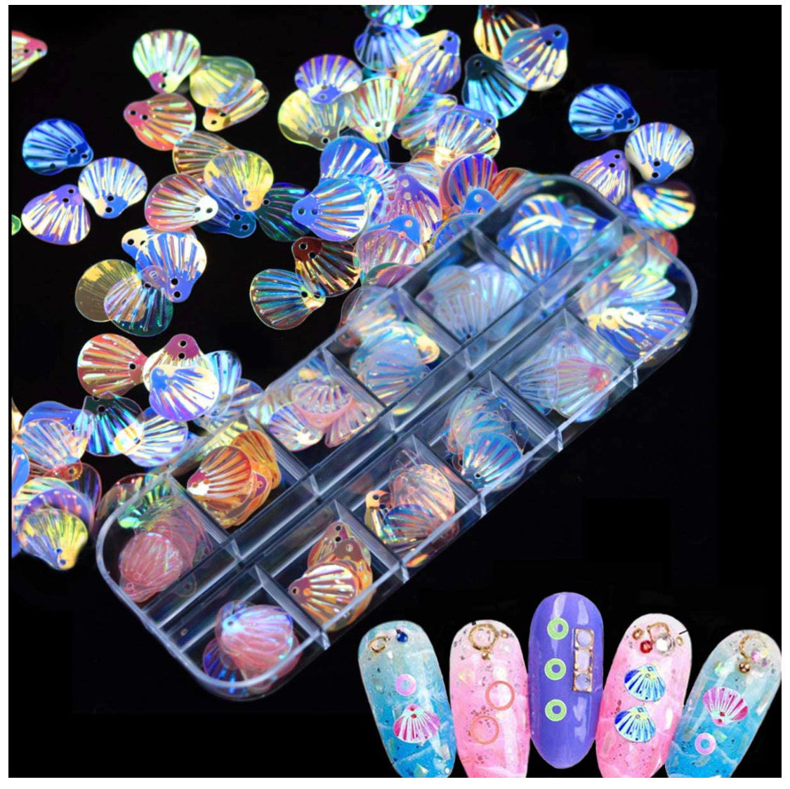 Décos Coffret de 12 Coquillages Holographiques