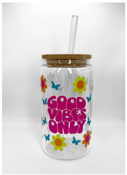 Mariss Good Vibes Only Glass Can