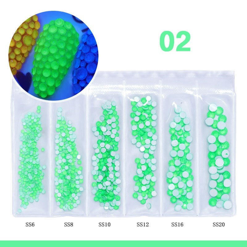 Cristaux en Sac de 6 Grandeurs Lumineux Vert (850)