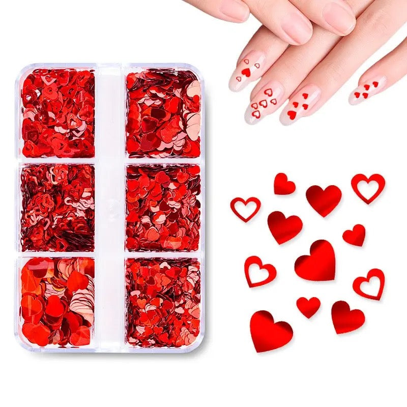 Décos Coffret de 6 Coeurs Rouges