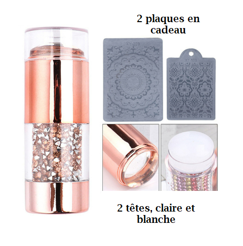Double-Sided Rose Gold Silicone Stamping Stamp (+ Bonus Plates (2))