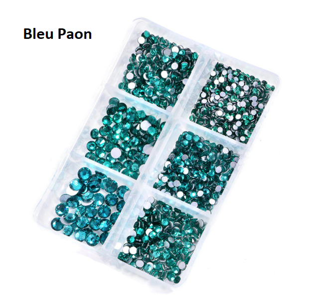 Crystals Box of 6 Sizes Peacock Blue