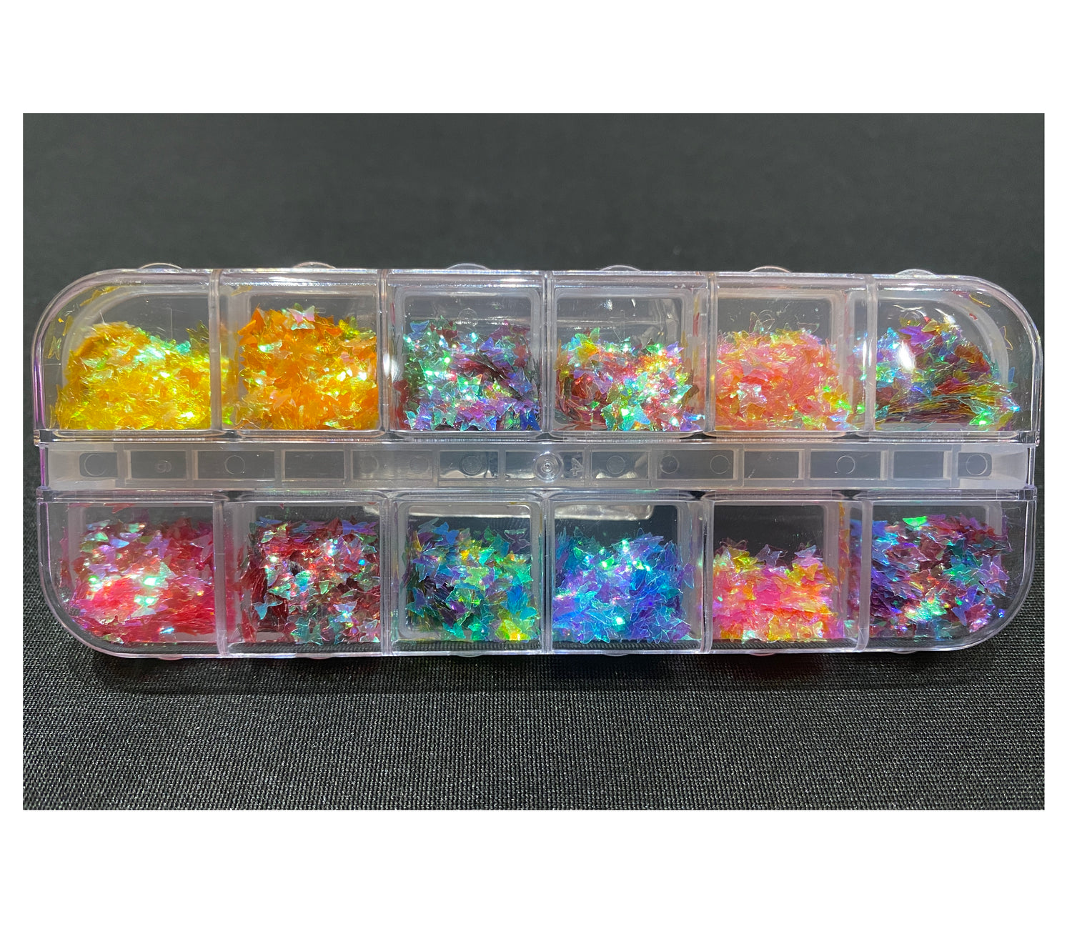 Décos Coffret de 12 Papillons Iridescent Holographique