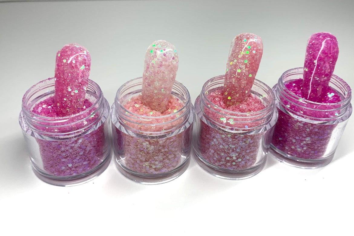 Glitter Powders Set of 4 Mermaid Pink 0.25oz