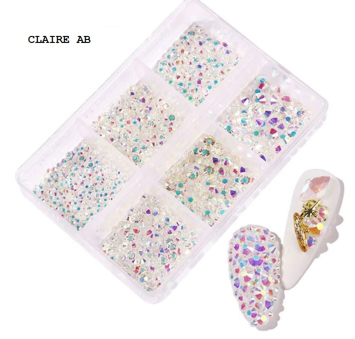 Crystals Box of 6 Sizes Clear AB