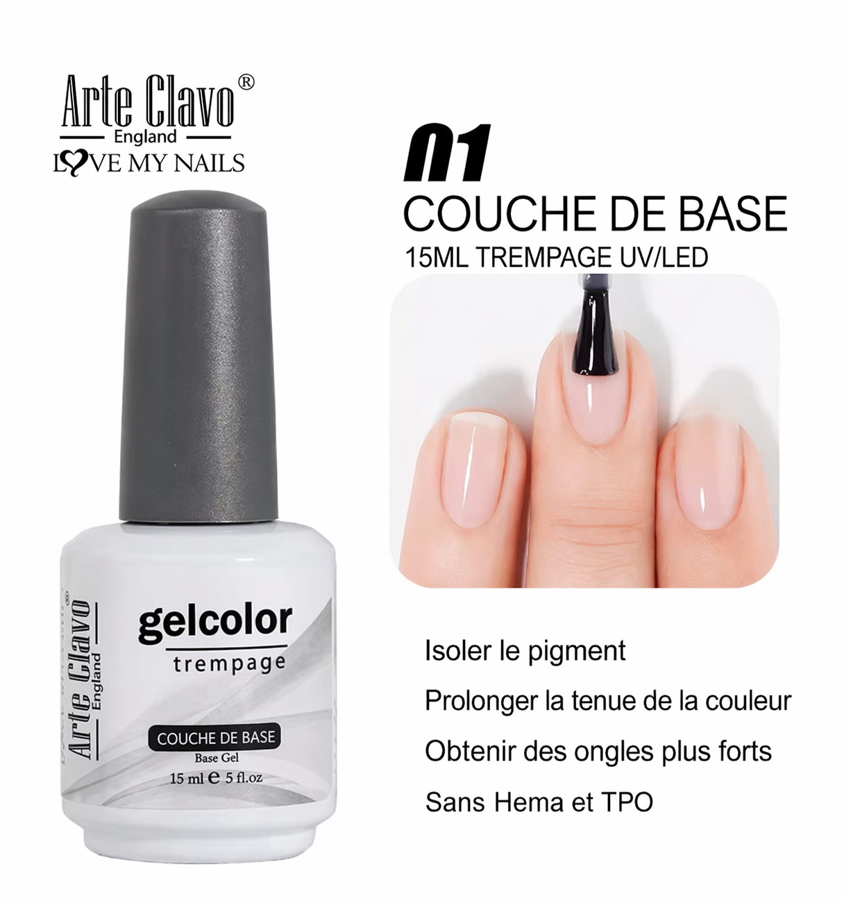 Arte Clavo Vernis UV Base UV (Sans Hema-TPO) 15ml