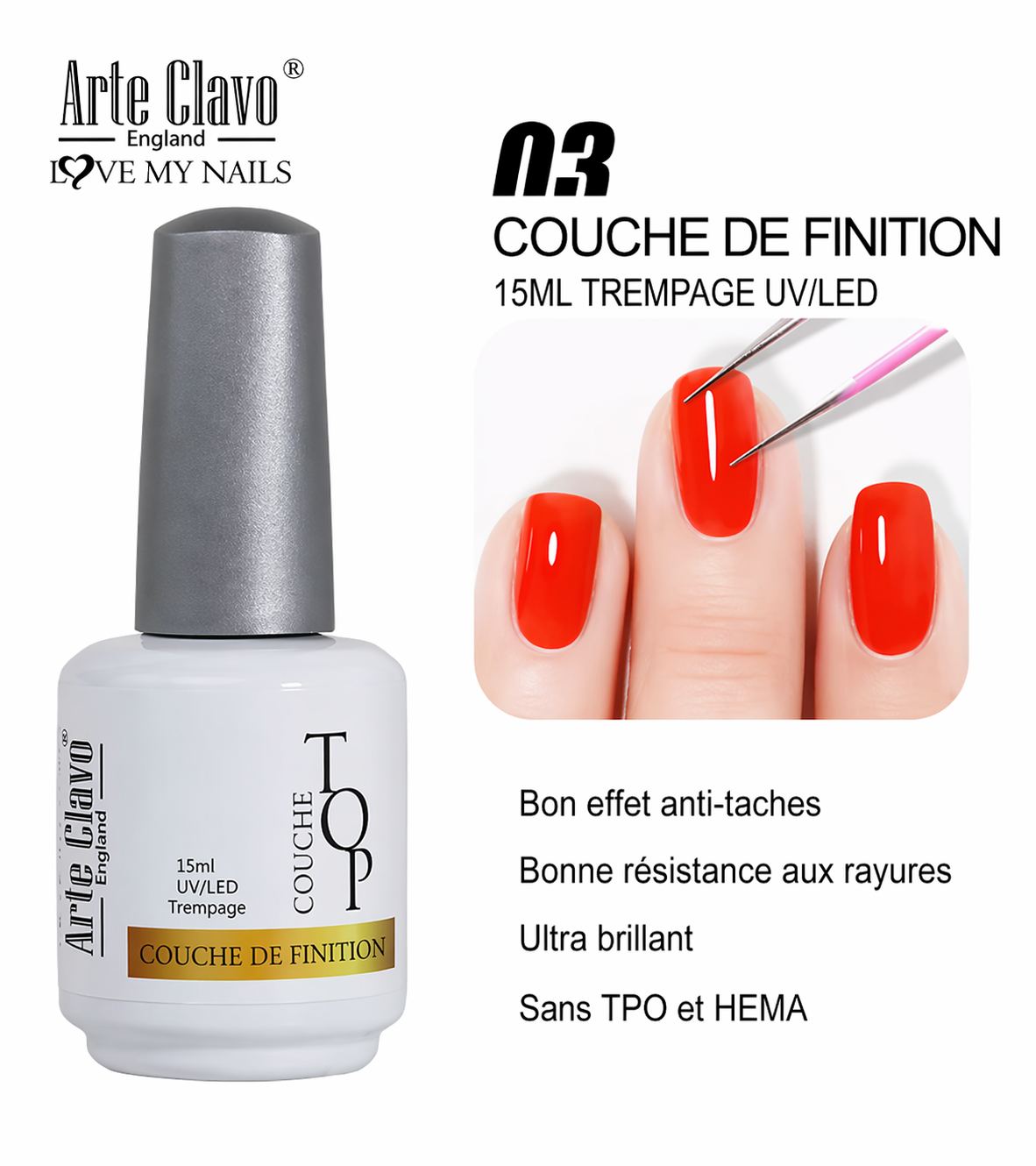 Arte Clavo Tempered Top (Sans Hema-TPO) 15ml