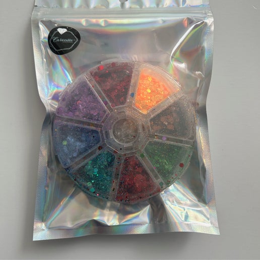 Poudre Paillettes Roue Large 8 Couleurs