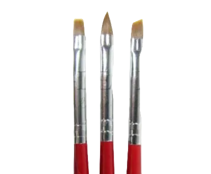 Ongles d'Or Ensemble Pinceaux Gel UV Manche Rouge/Noir Carré/Angle/Ovale 