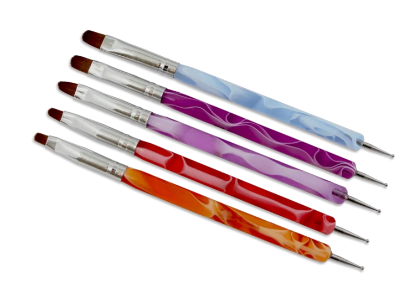 Ongles d'Or Ensemble Pinceaux Gel UV et Dotting Tool 5 pcs (
