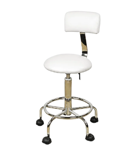 Chaise d'esthétique Selle Ronde Ajustable Hydraulique Blanc
