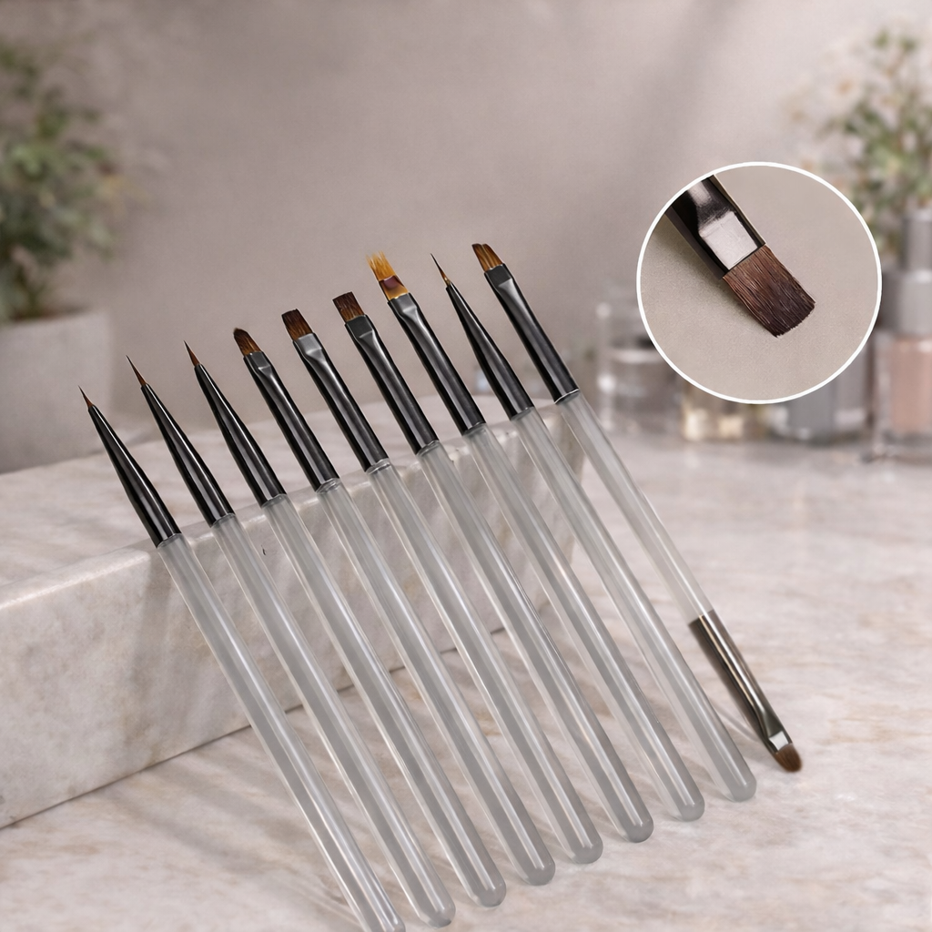 Ensemble de 9 Pinceaux pour le Gel et le Dessin