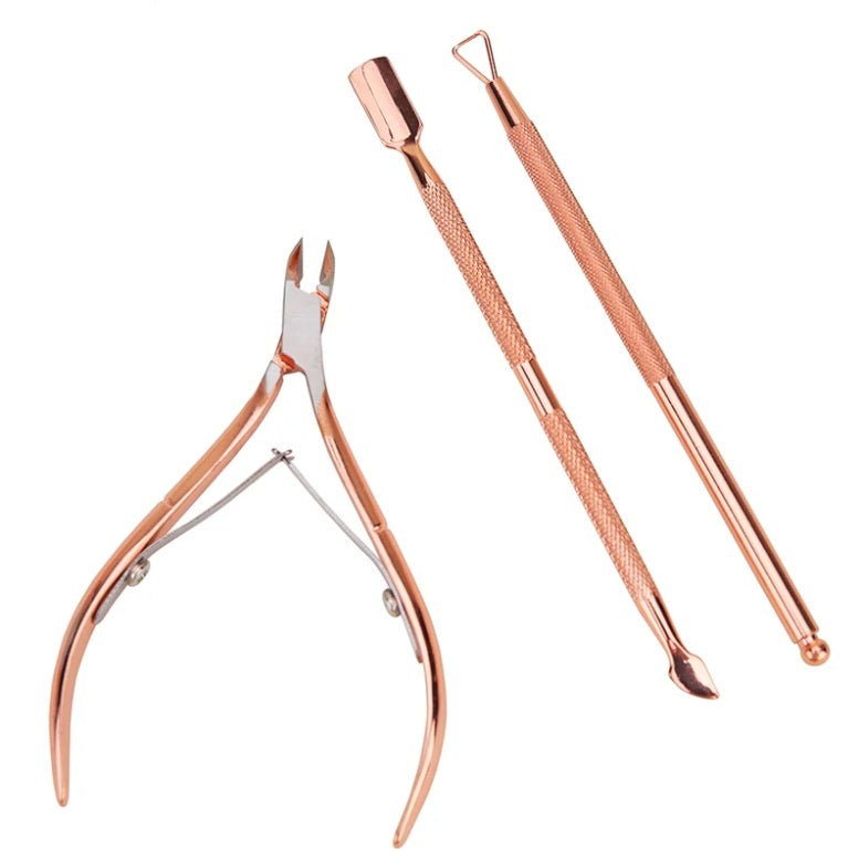 Cuticle Tools Set of 3 Rose Gold with Pointer