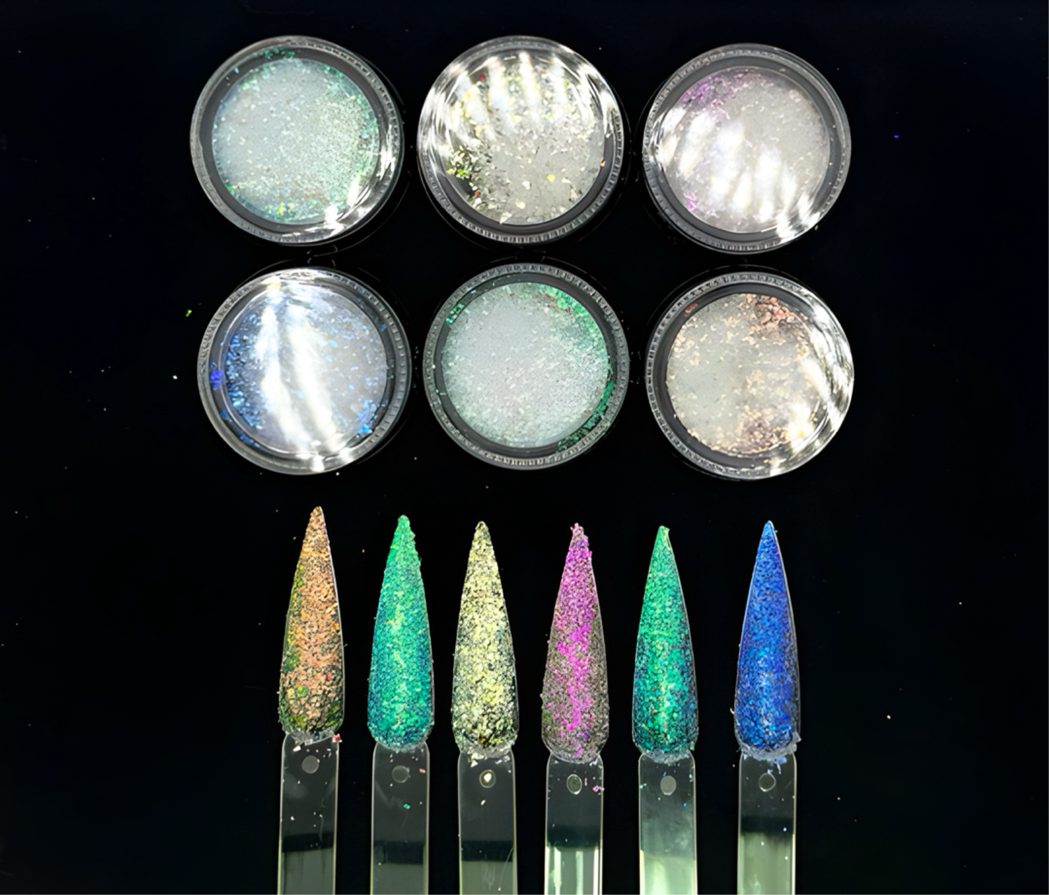 Decorative Pots Snowflakes Set of 6 Holographic Colors