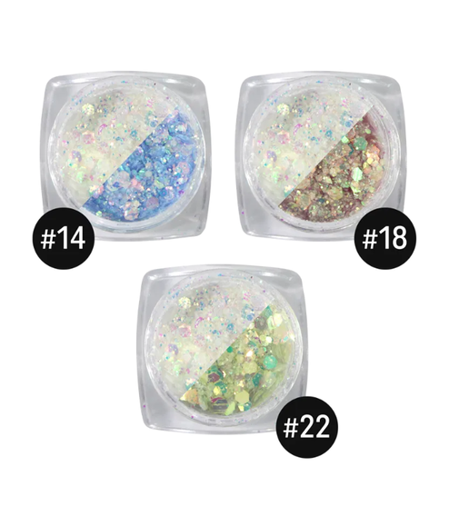 Poudre Pot Paillettes Solaire Ens. de 3 14-18-22