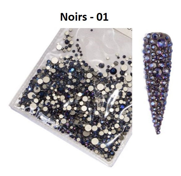 Cristaux Sac Grandeurs Mélangées Noir AB (1440)