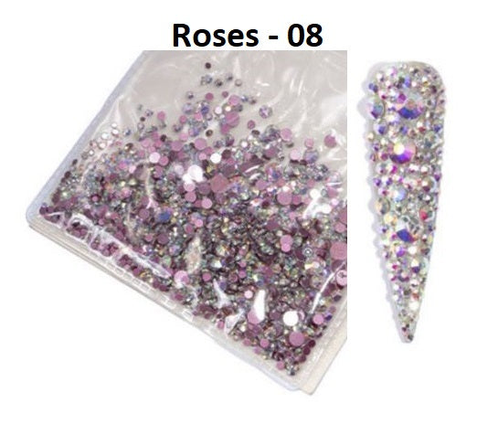 Cristaux Sac Grandeurs Mélangées Rose AB (1440)