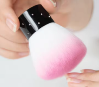 Pinceau Époussette Court Rose/Blanc Diamant